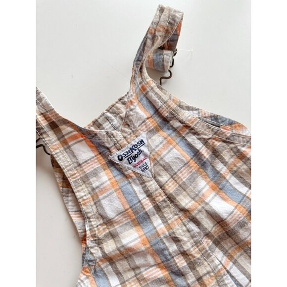 Lot of 2 Unisex Baby Size 12 Month Overalls - LEVI'S Denim & OSHKOSH Plaid - Picture 11 of 13